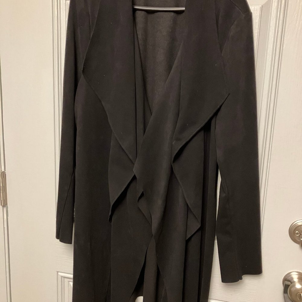 ALFINI WOMEN'S LONG BLACK SUEDE-LIKE DRESS COAT/JACKET IN SIZE XXL